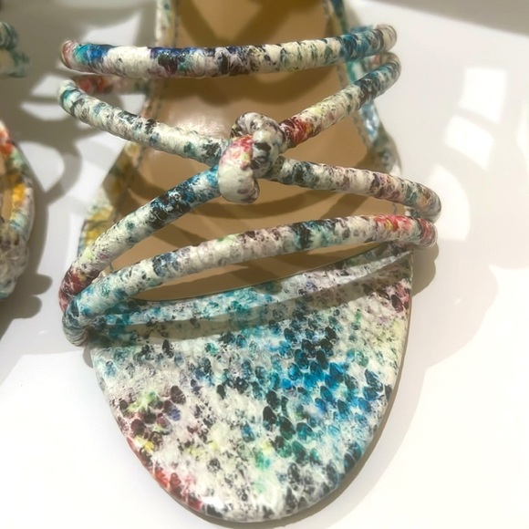 Amelia Grace Snakeskin Multi Color Rope Straps Zipper Heel 3.5 inch Stiletto - Picture 3 of 5